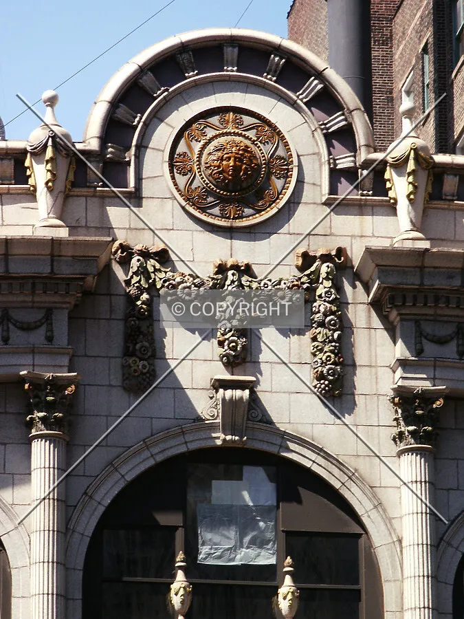 Detail of the terra-cotta at the cornice