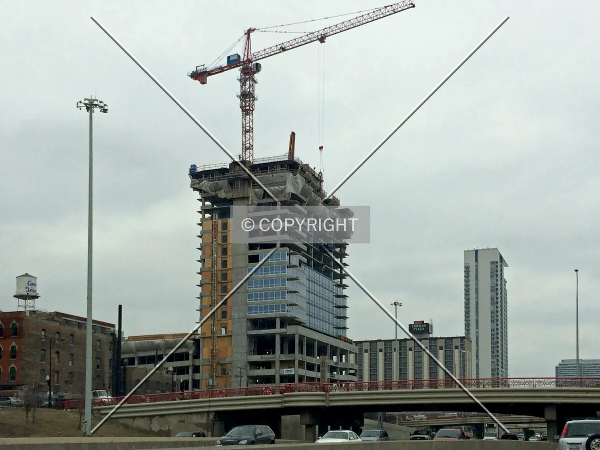 Looking north along the Kennedy Expressway. March 28, 2014.