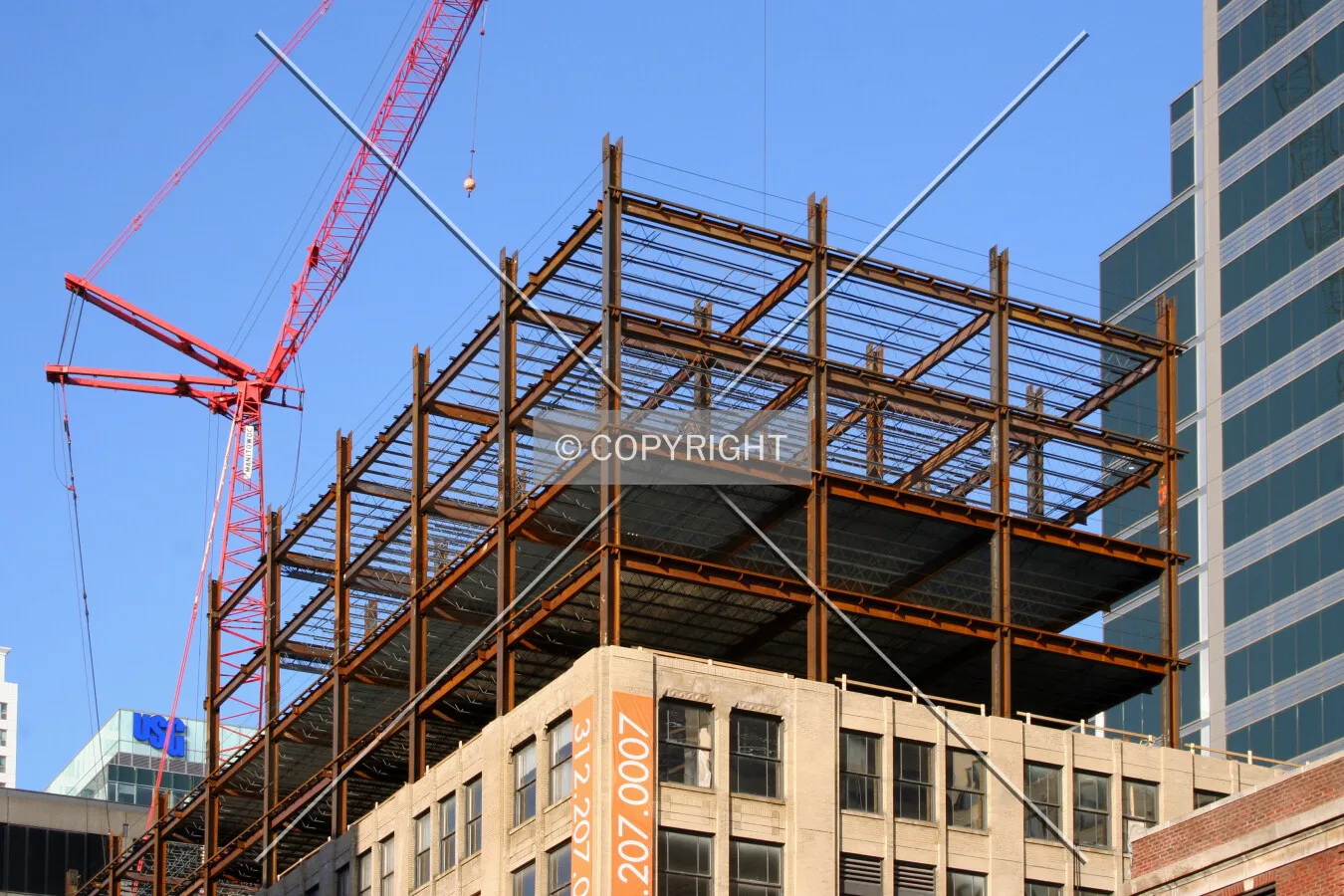 First four levels of the new steel structure