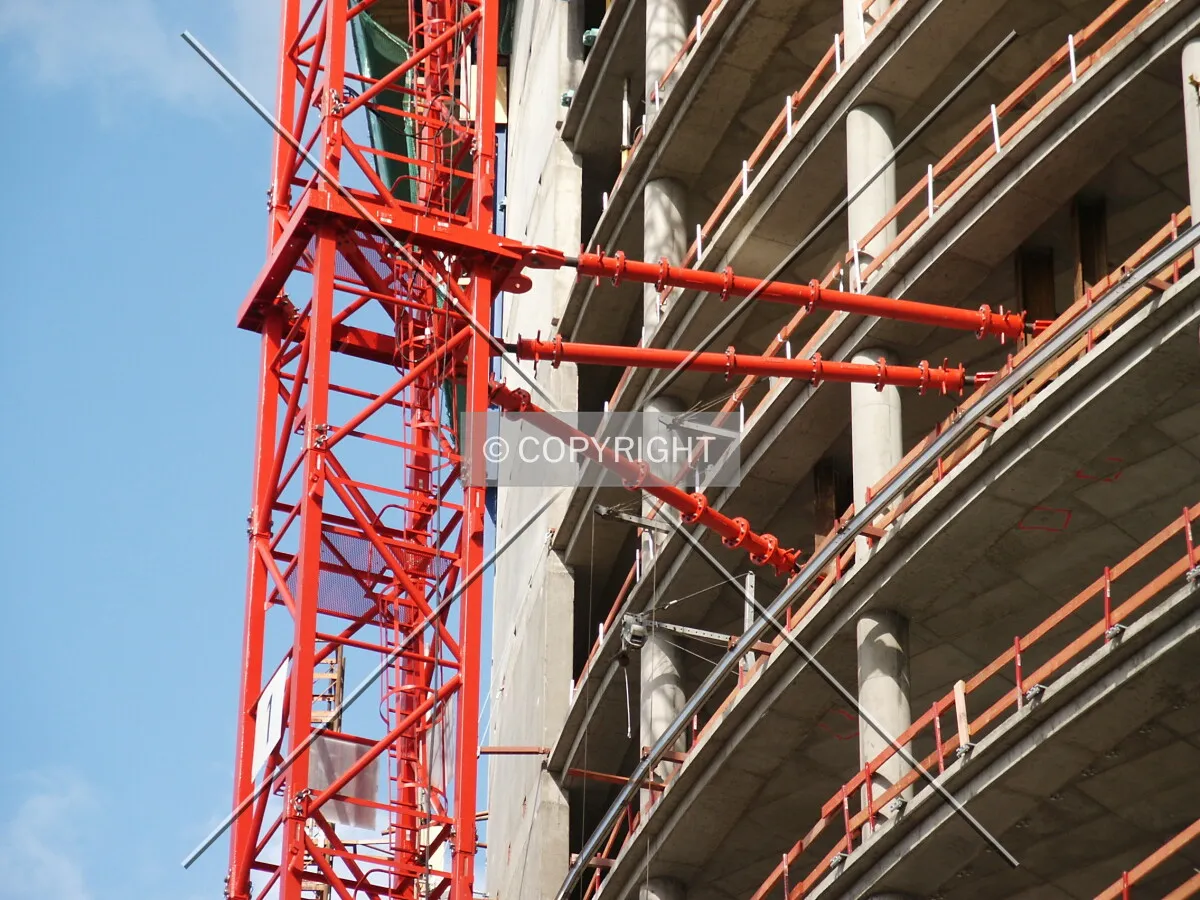 Tower crane anchor on the concrete structure