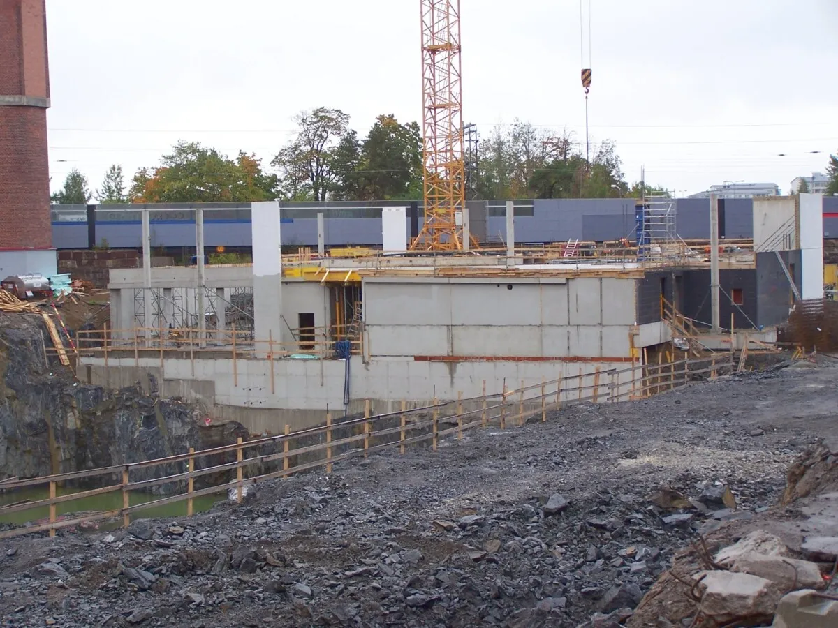 View from west over an underground parking place under work
