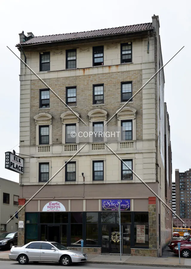 View from the northeast on Clinton Avenue