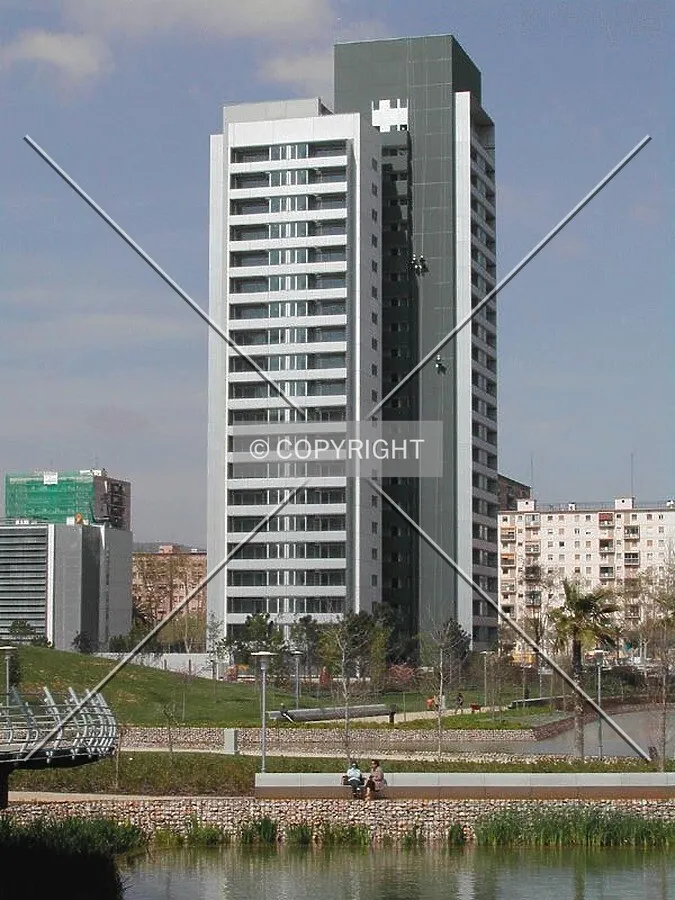View of the building from a nearby park