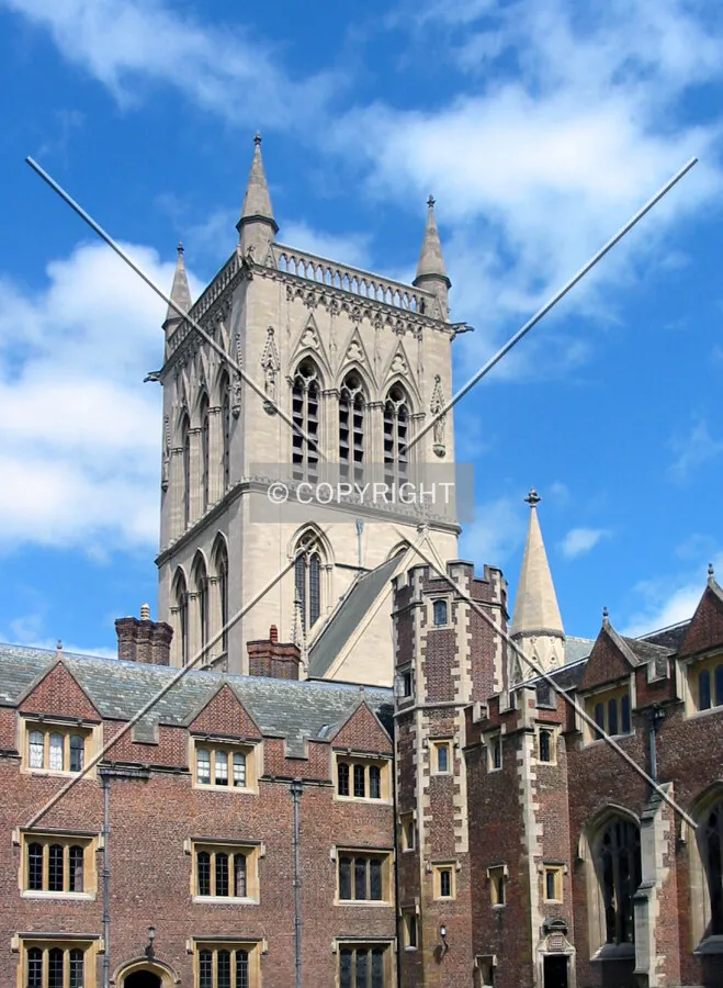 Looking up from one of the college quadrangles