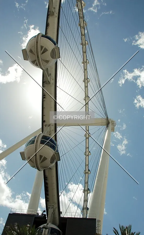 Looking up at the axle and passenger cabins