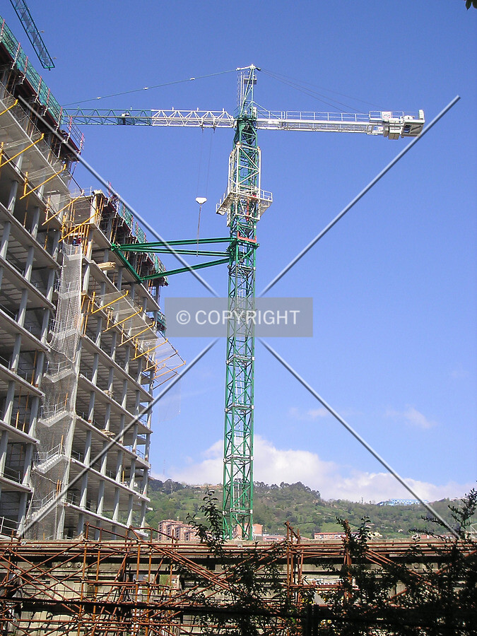 The construction crane prior to its extension
