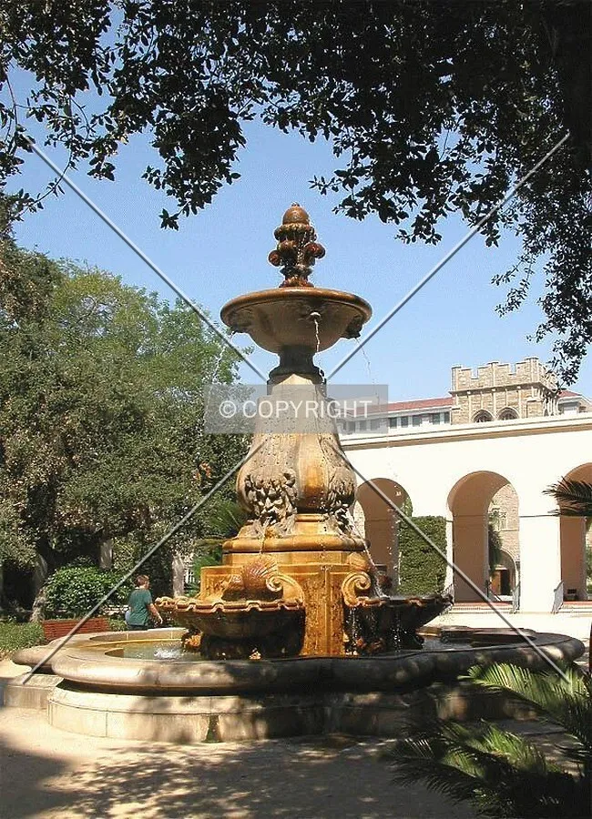 Decorative fountain in the building's courtyard