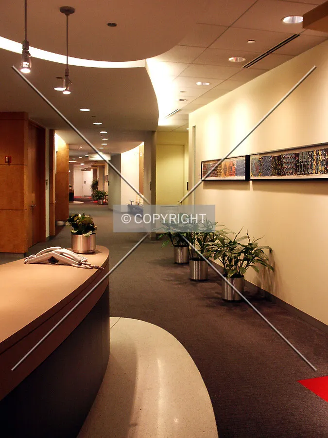 Corridor along the north side of the conference center
