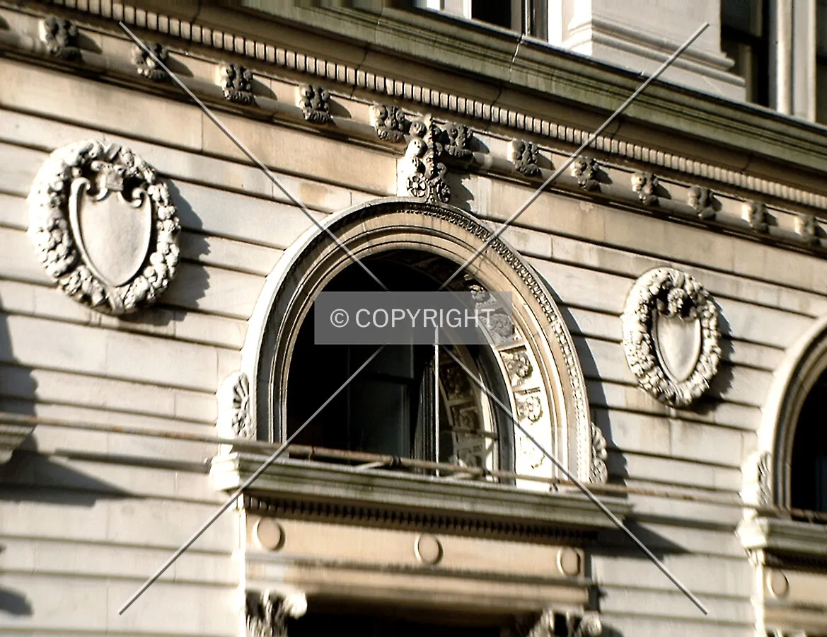 Window detail on Walnut Street seen from the southwest