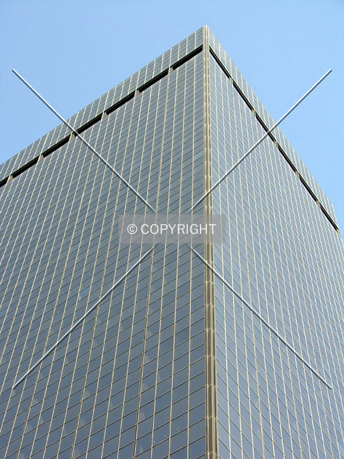 Detail of the upper floors of the southwest corner
