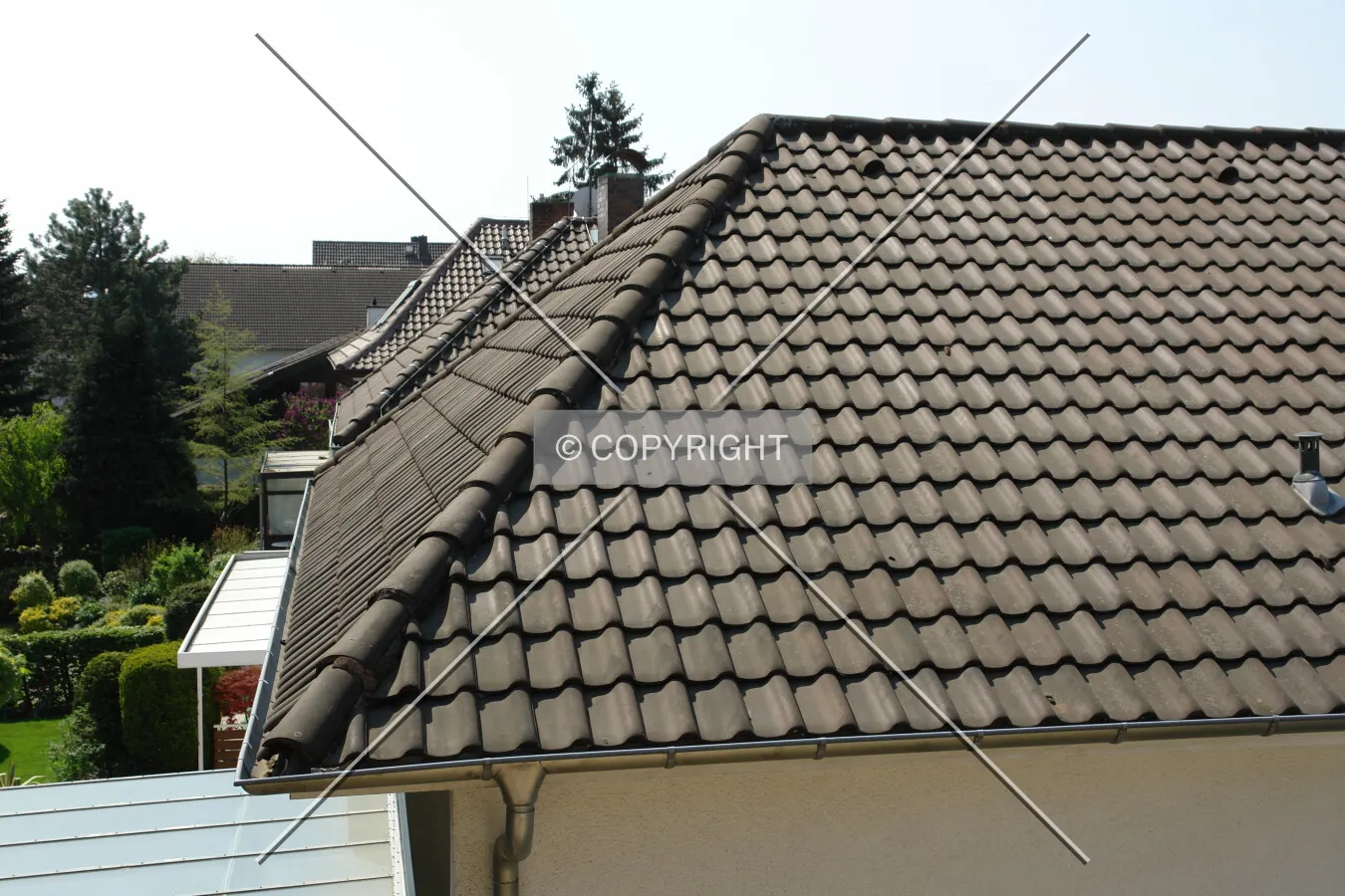 Different roofs with tiles