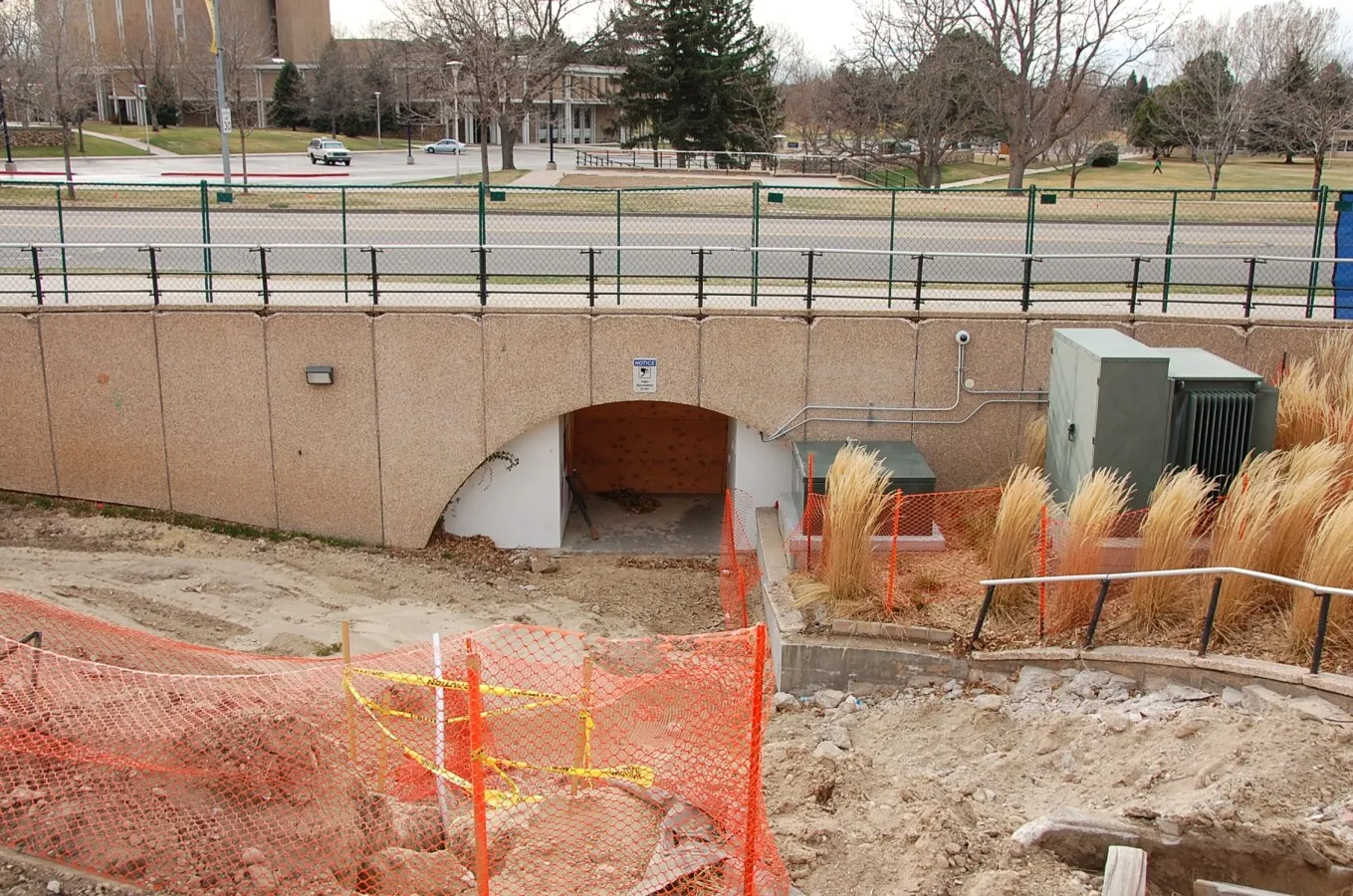 Looking west at the pedestrian tunnel