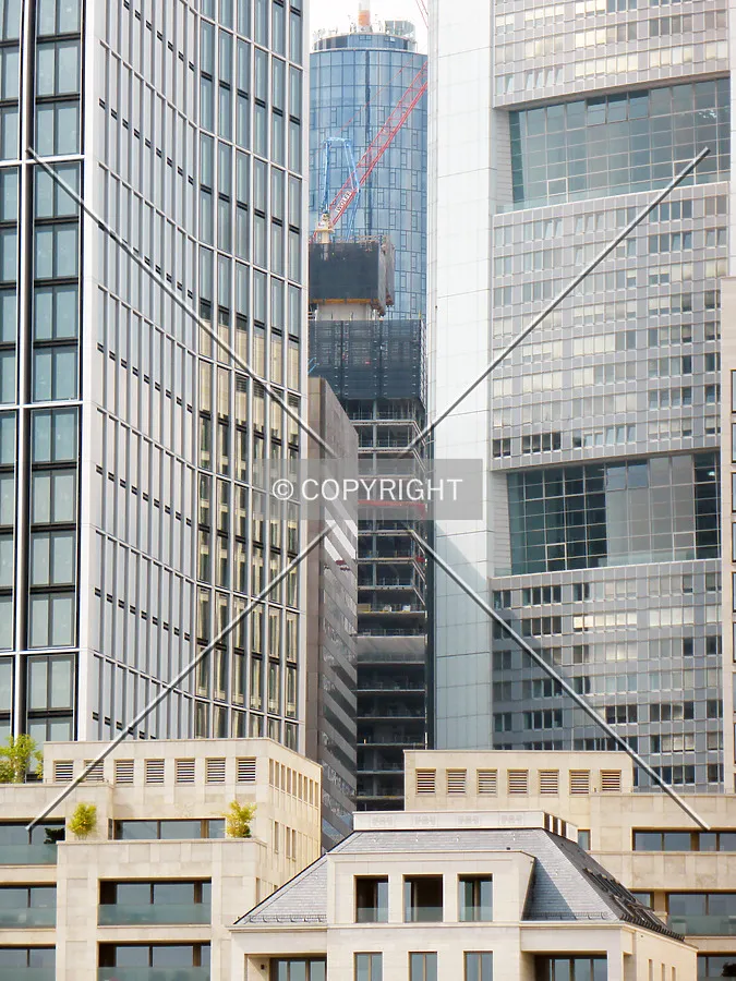 OmniTurm as seen from the Main River shore behind other towers