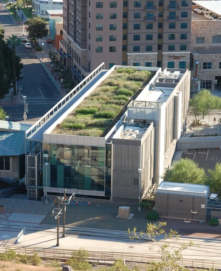 Elevated view to the south