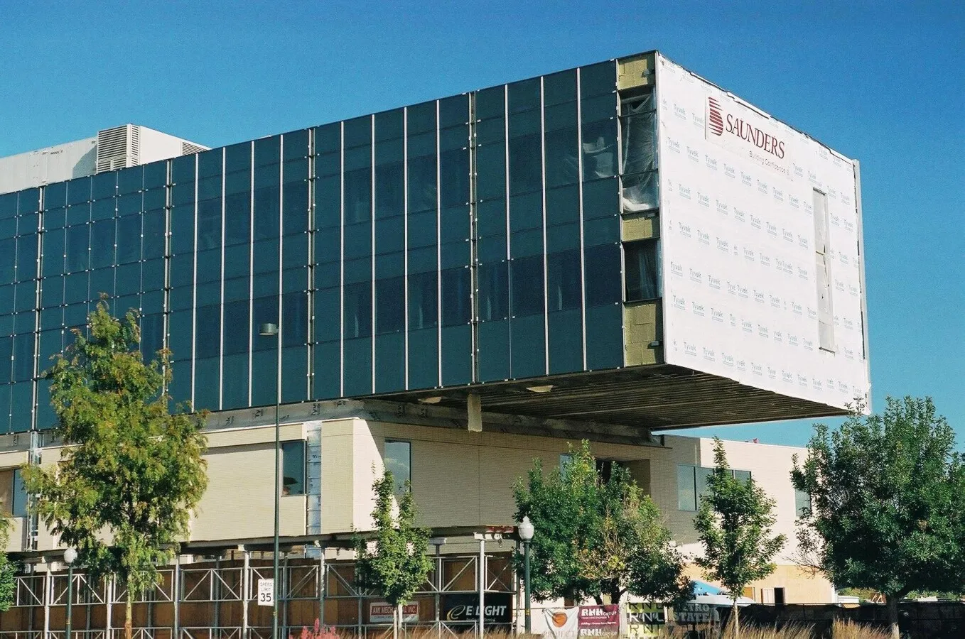 Looking east at the cantilevered section