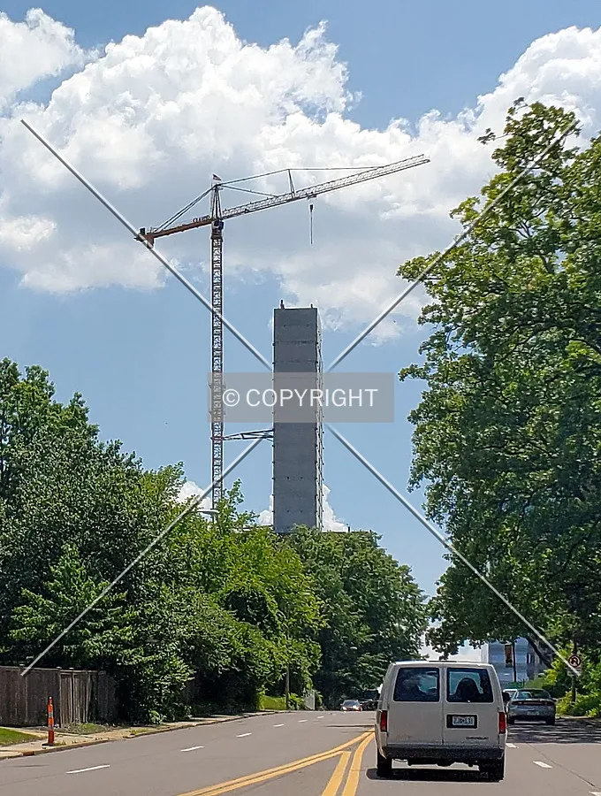 From the northwest during construction; May 28, 2018