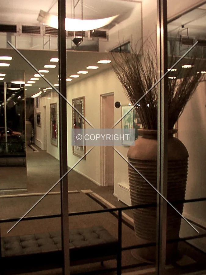 Looking into the lobby from outside