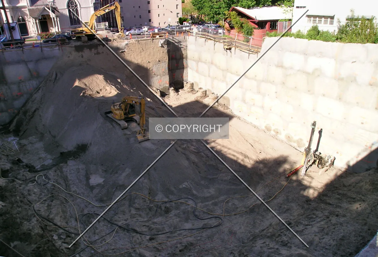 Looking down into the construction pit