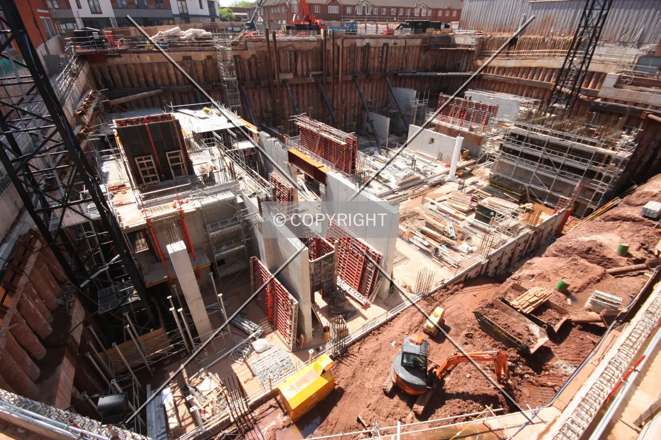 Looking down into the site