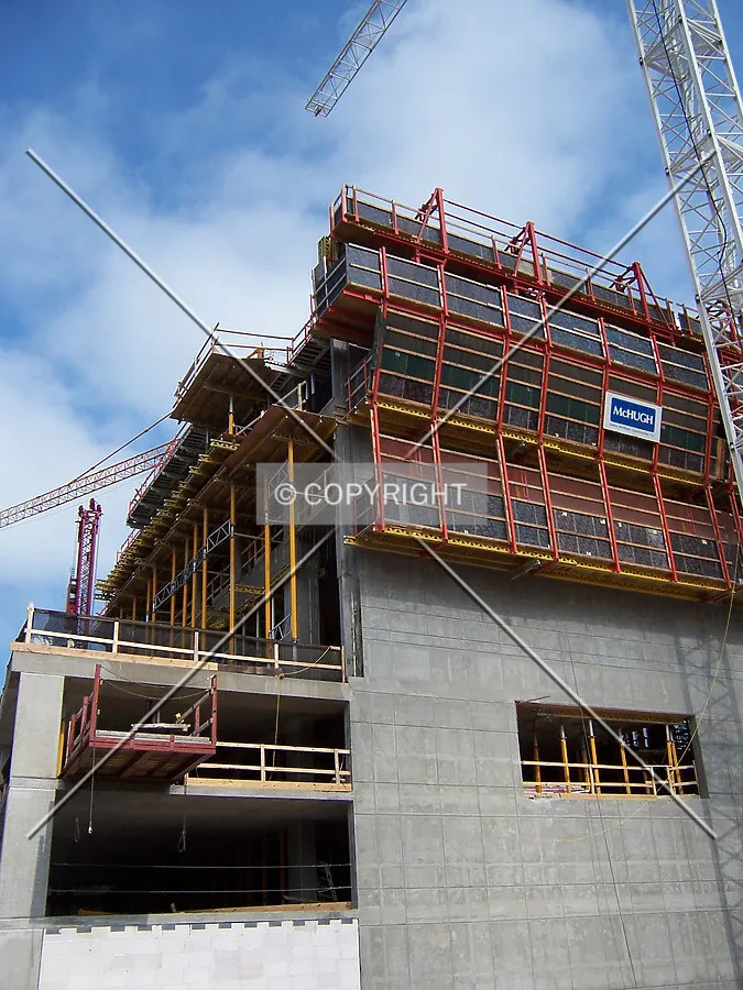 Concrete forms on the northwest corner