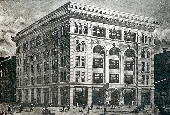 Rendered view from the southeast showing unrealized design alternative