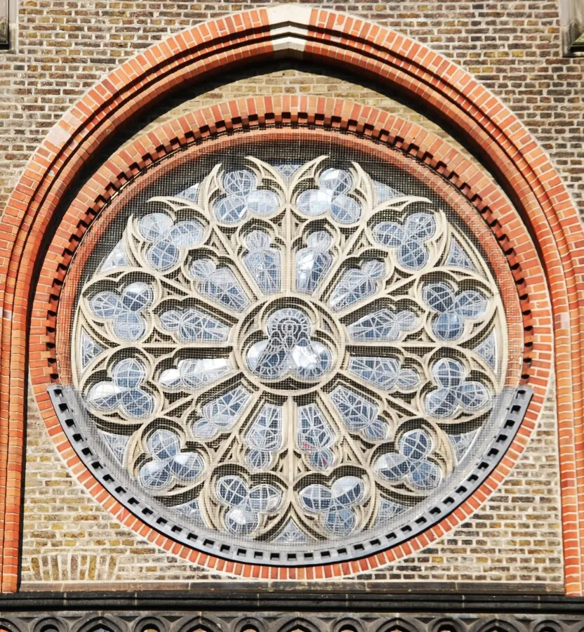 Stained glass above the main entrance