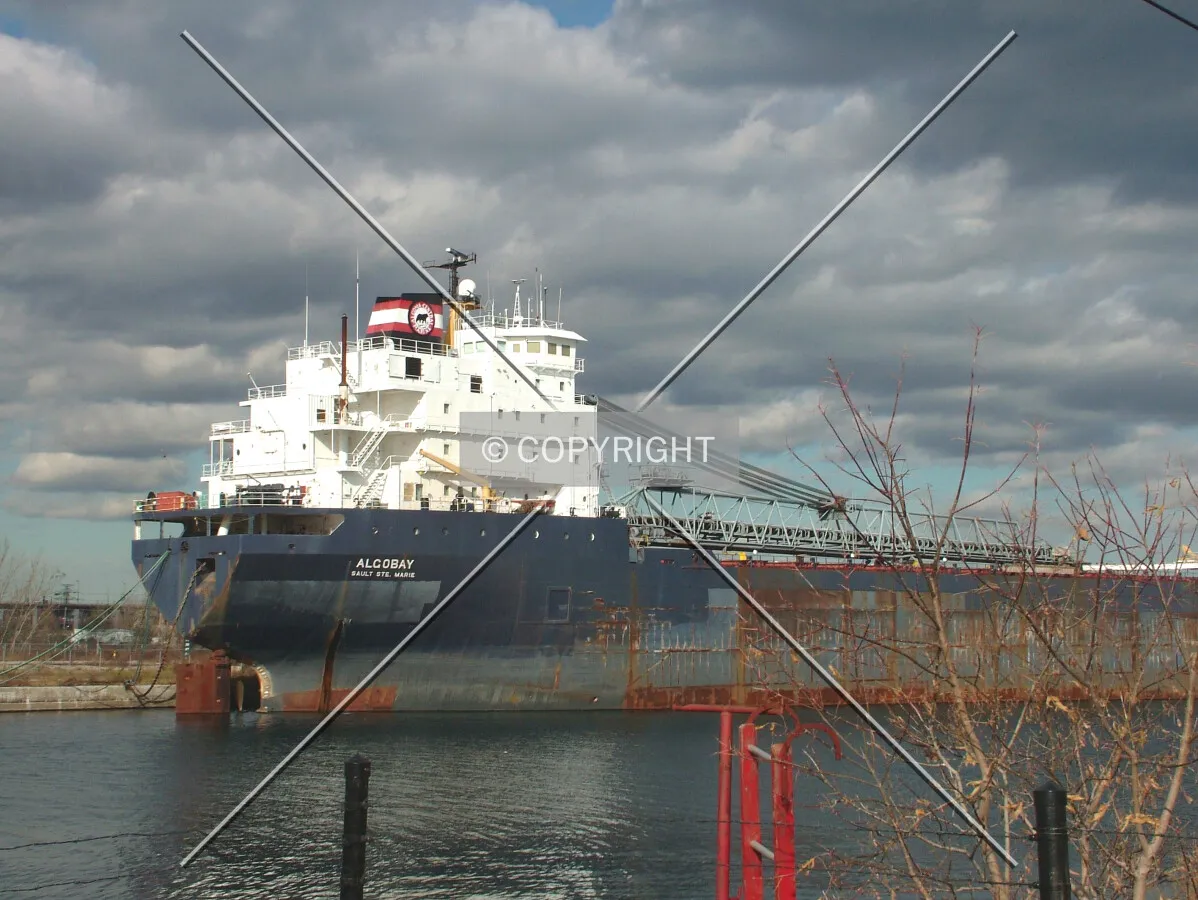 Docked cargo ship