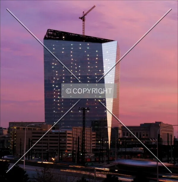 From the northwest at sunset
