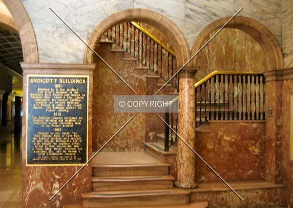 Building plaque and stairs