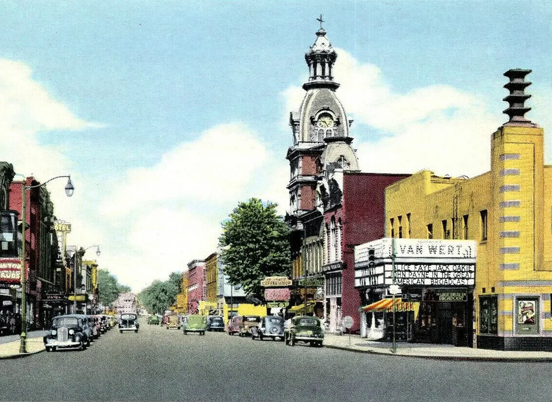Vintage view from the east along Main Street