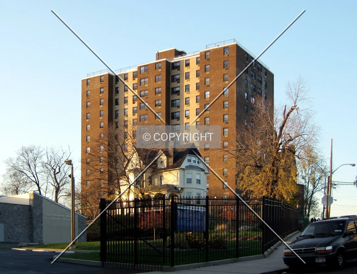 View from the southeast along Highland Avenue