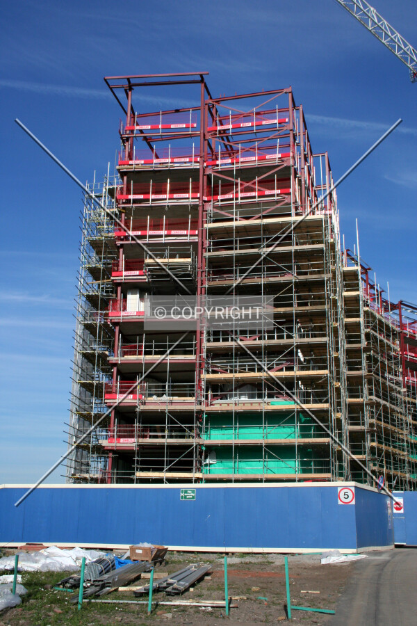 Looking up at the construction progress