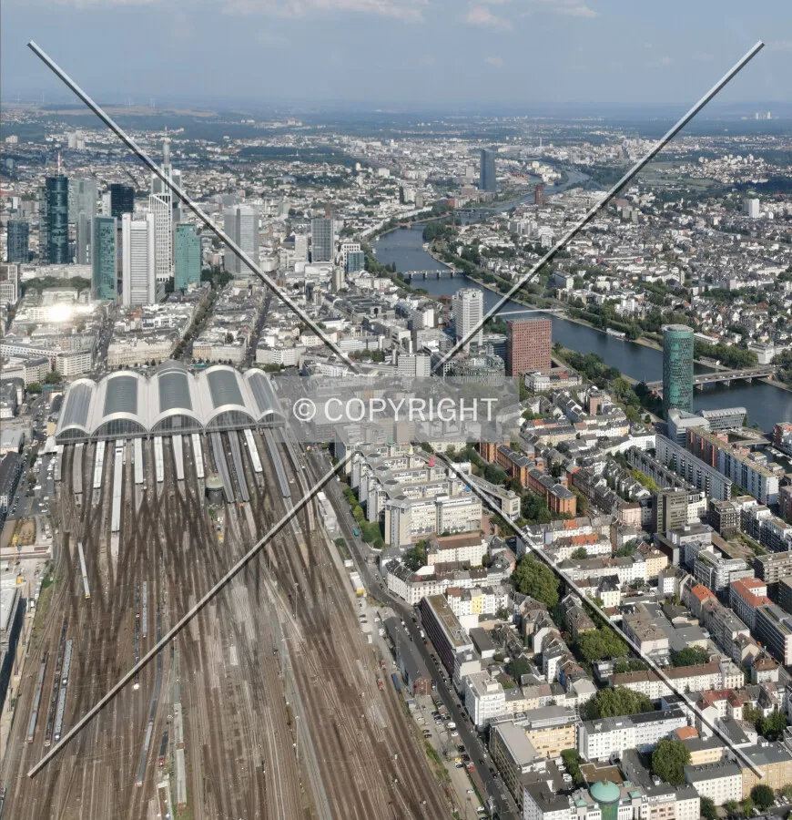 Flight with a helicopter over Frankfurt