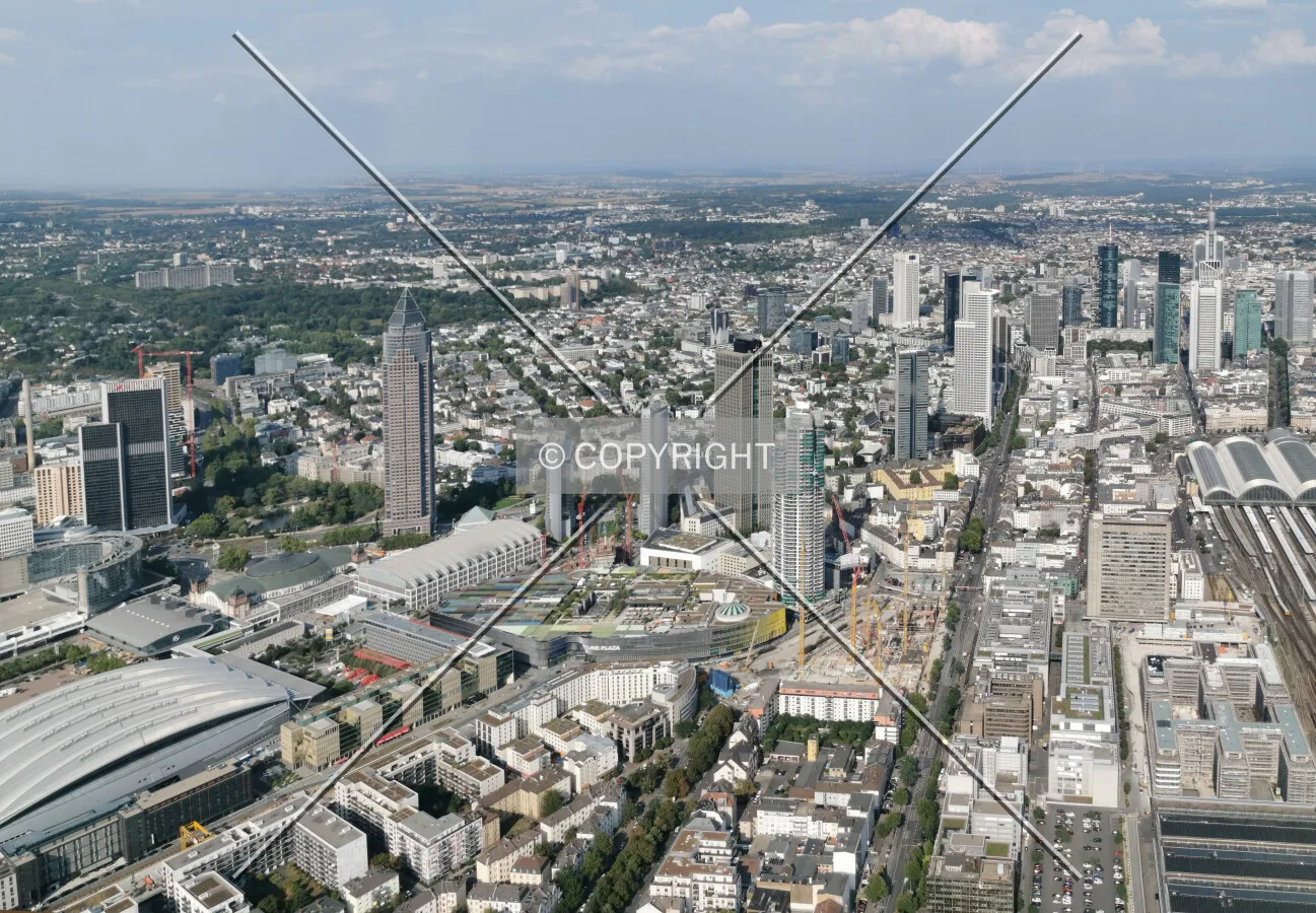 Flight with a helicopter over Frankfurt