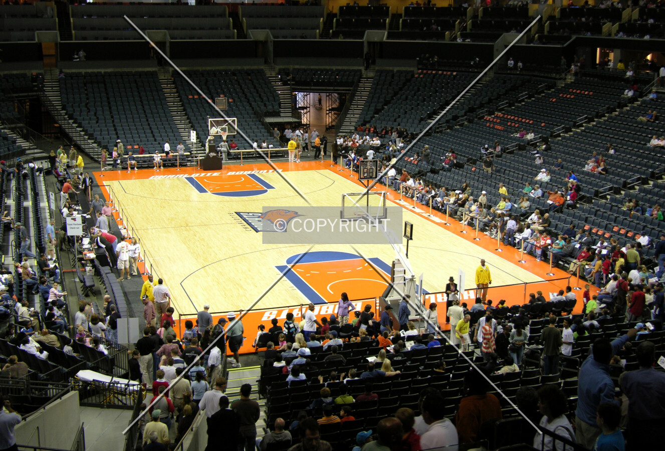 Full court view from the lower west stands