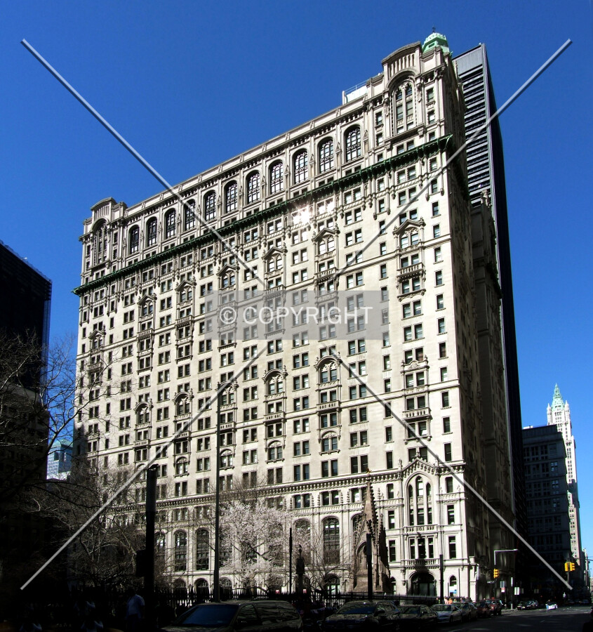 View from the south along Broadway across the Trinity Church yard