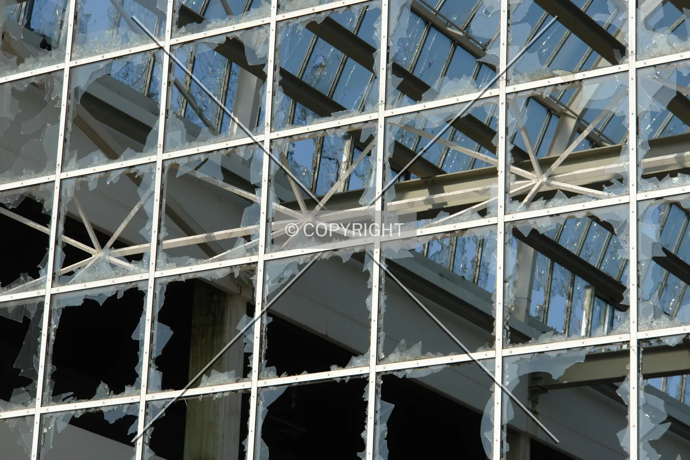 Destroyed glass windows