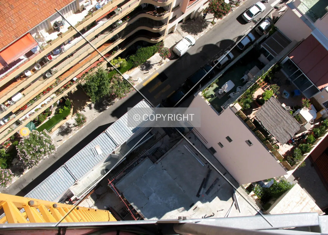 Looking down the east end of the north side from the tower crane