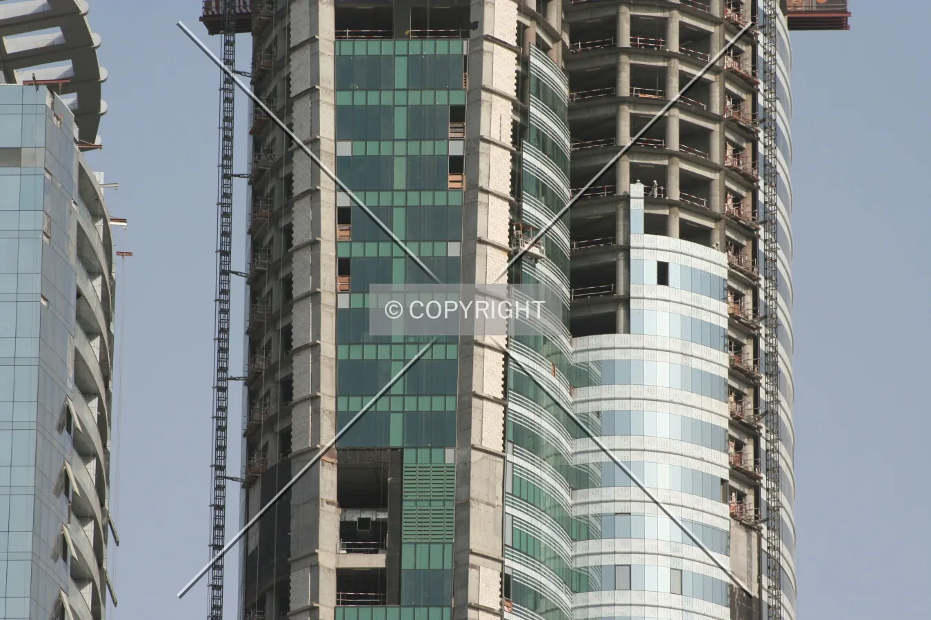 View of the facade progress