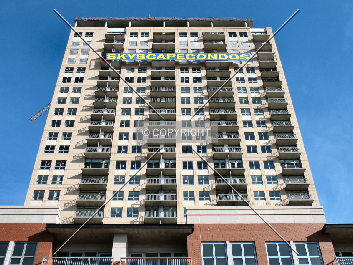 Looking up the south facade, from 10th Street South