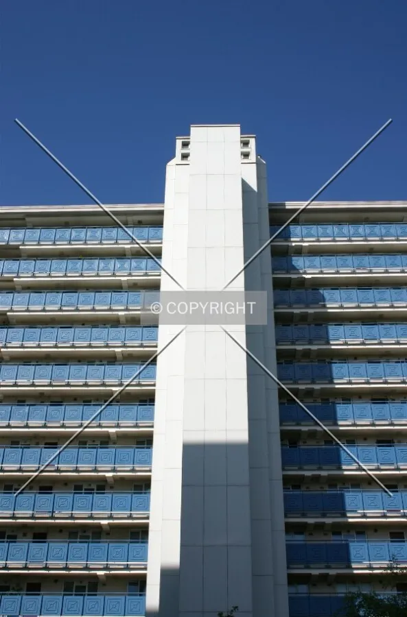 Looking up from street level