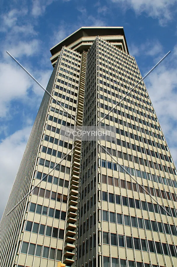 Looking up the southeast corner
