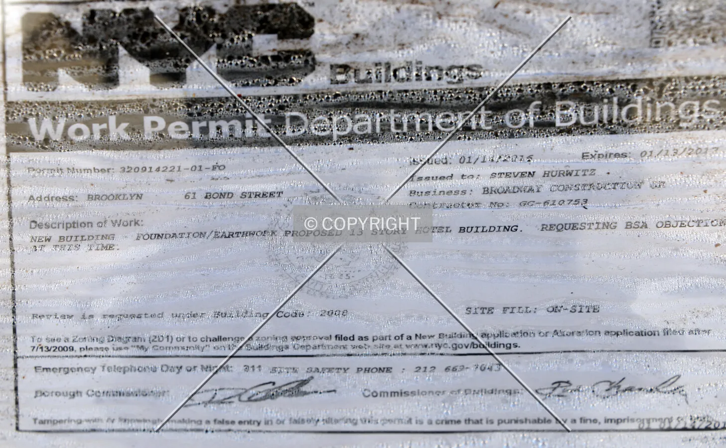 Photo of building permit