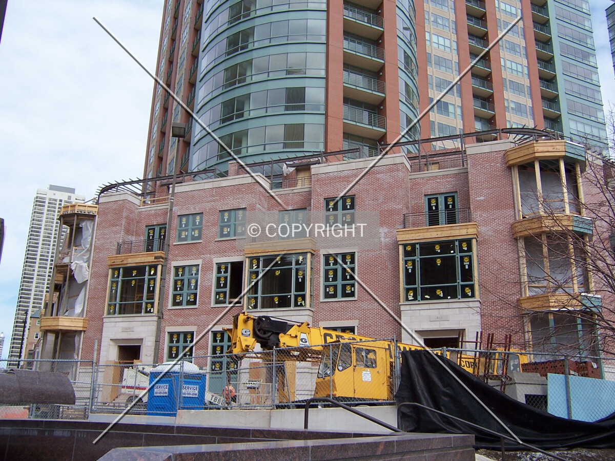 View of the townhomes along the Riverwalk at the southwest corner of the base