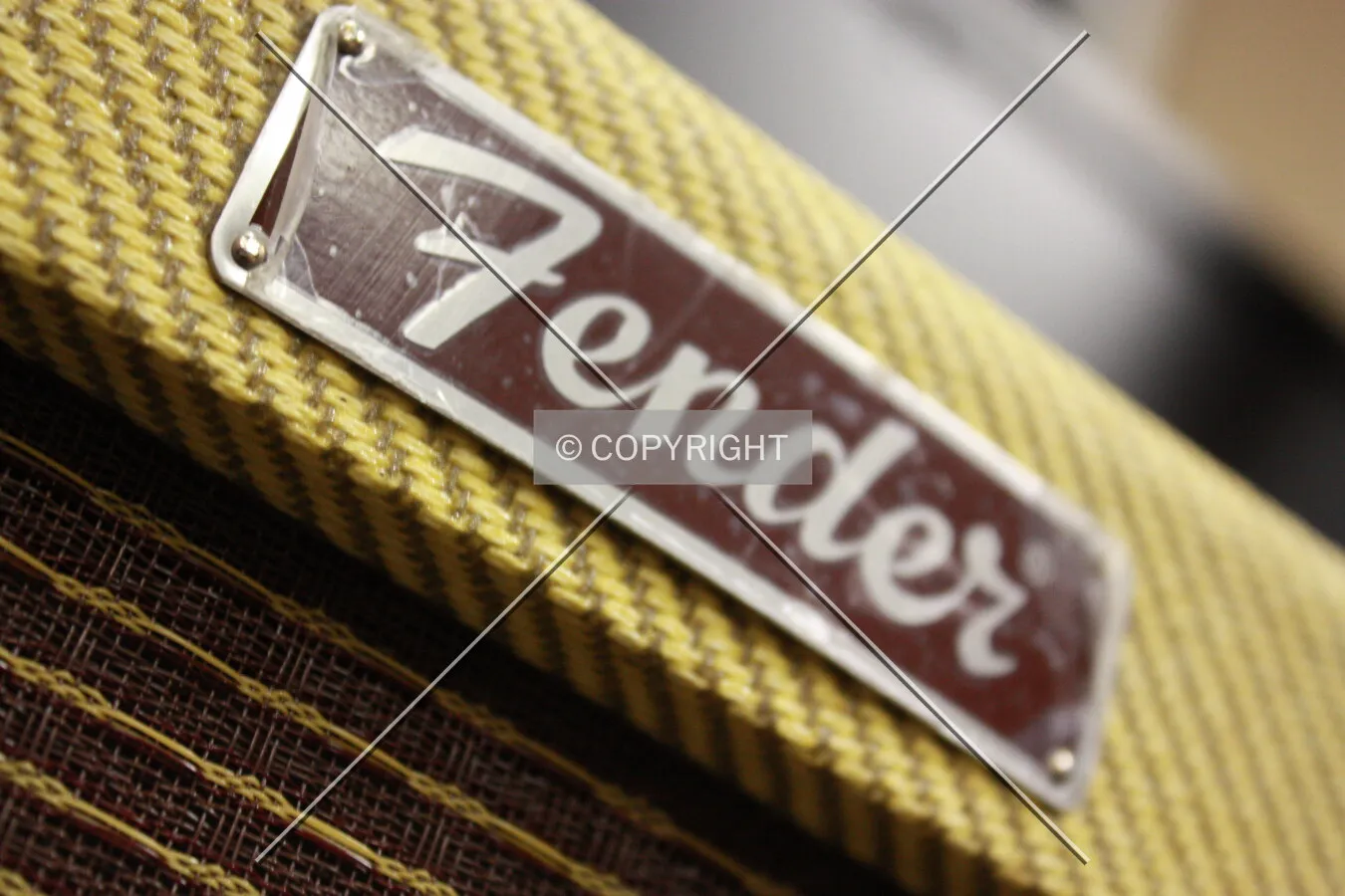 Fender logo on a Fender amplifier