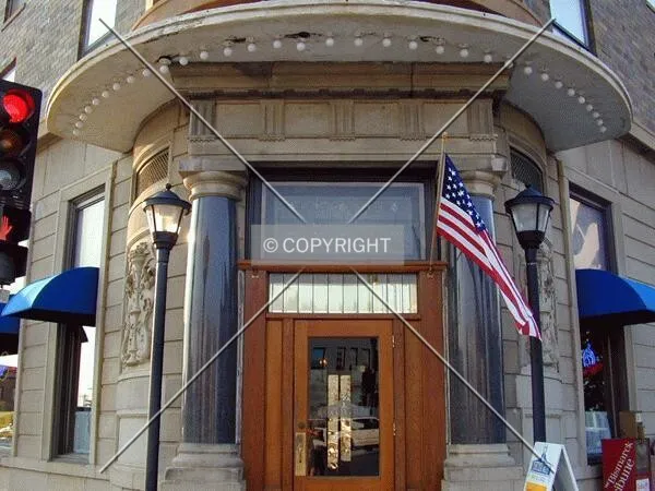 The handsome corner entrance, now used by a restaurant