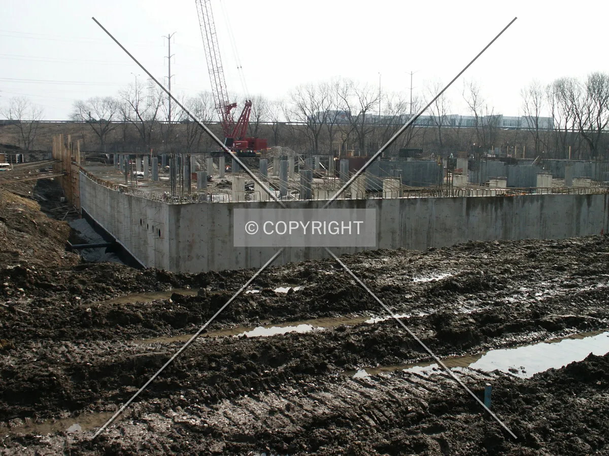 Northwest corner of the Oak Tower foundations