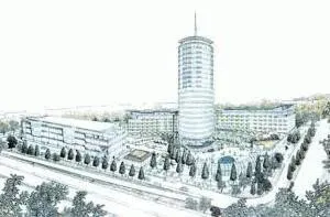 Model view of the tower including other proposed buildings