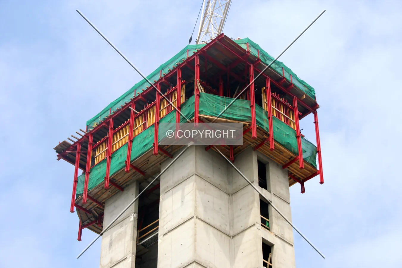 Formwork around the top of the core