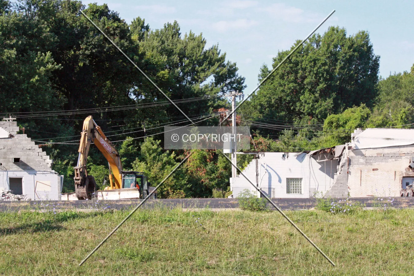 View from the northeast during demolition